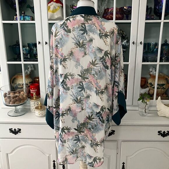 Xhilaration Coverup Kimono Tropical Print Sz M/L - Picture 7 of 11